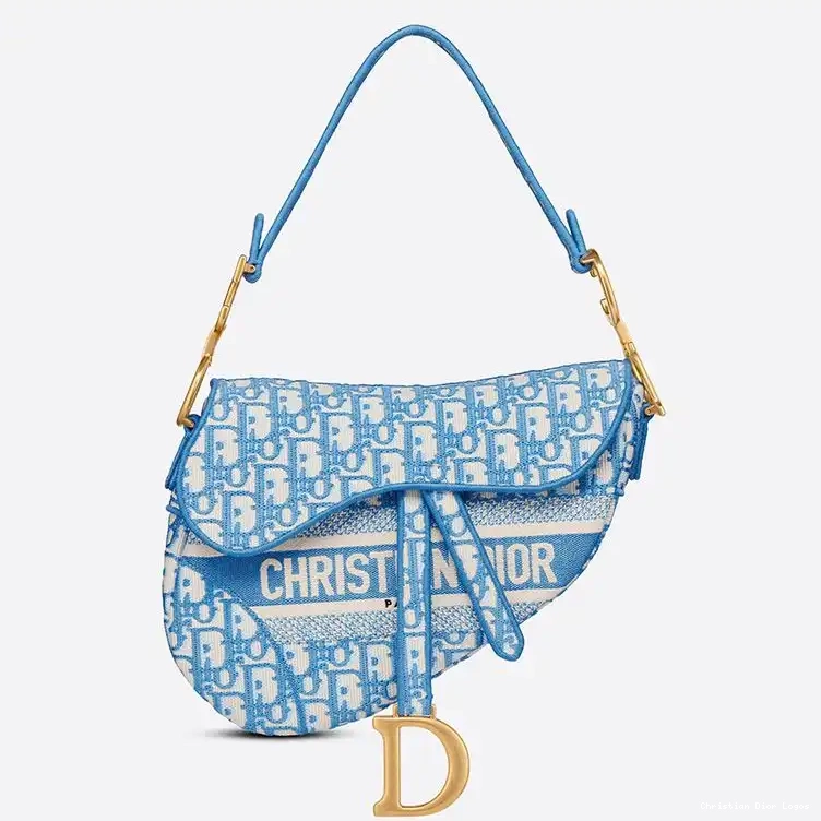 Motif Saddle Oblique Dior Christian Bag Blue Canvas Light 0512 Luxury